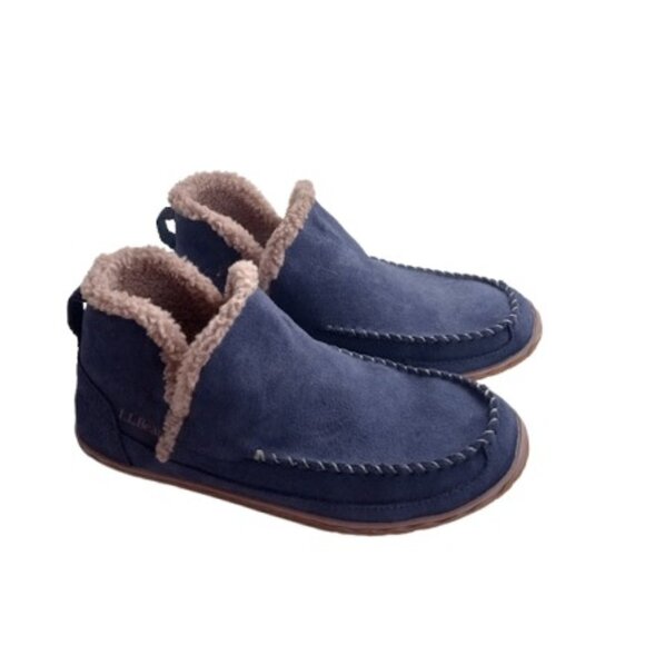L.L. Bean Womens Wicked Good Slippers Purple Suede Moc Toe Fleece Lined 9M - Picture 1 of 6